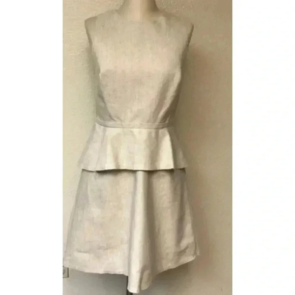 Banana Republic Linen Peplum Oatmeal Canvas Retro Y2K Granola Girl Dress Size 0 - Picture 2 of 5